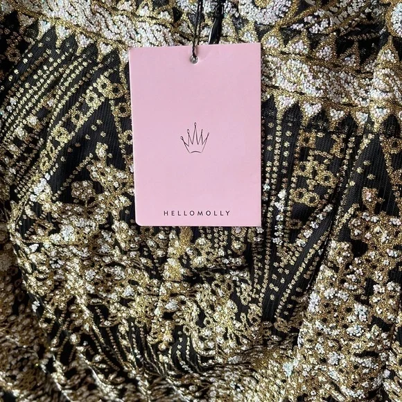 HELLO MOLLY Black& Gold  Dress NWT Size XS/ US 2 - Picture 9 of 11